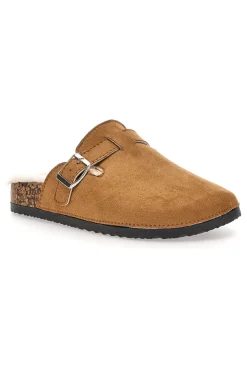 Donna ALTEMBERG 1210 Braune Hausschuhe mit Schnalle und Fellfutter