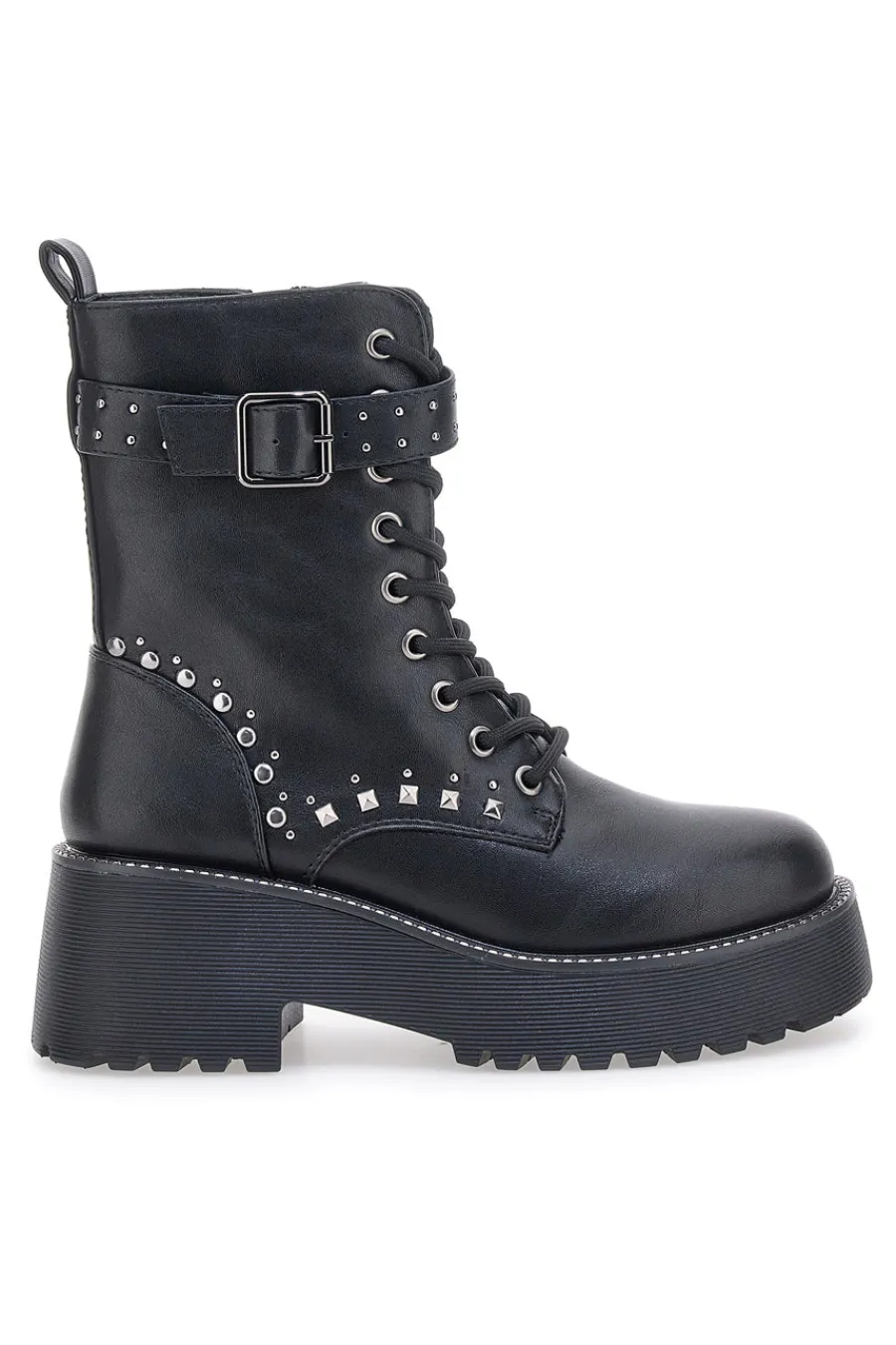 ME u0026 ME Anfibi Neri Flatform con Borchie e Cinturino Me&Me RQ24W16B Best
