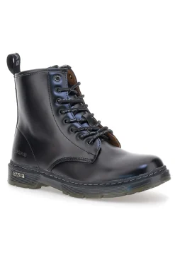 Uomo GAS Anfibi neri lucidi stringati zip laterale GAM521550