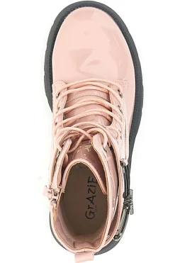 GRAZIE Anfibi Rosa effetto Vernice con Fibbia Decorativa 39P248W