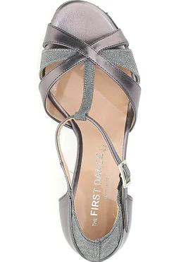 THE FIRST DANCE Anthrazitfarbene Tanzschuhe mit Riemen 4559 METALLGRAU
