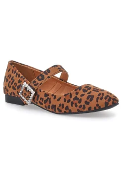 THE FIRST Ballerine animalier con cinturino gioiello IDEA2285 LEOPARD Discount