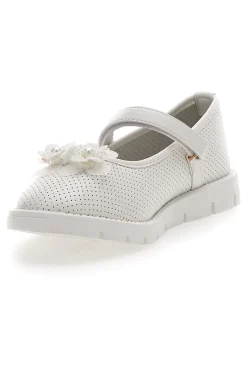 PITT KIDS Ballerine Bianche Con Cinturino e Strappo 7701