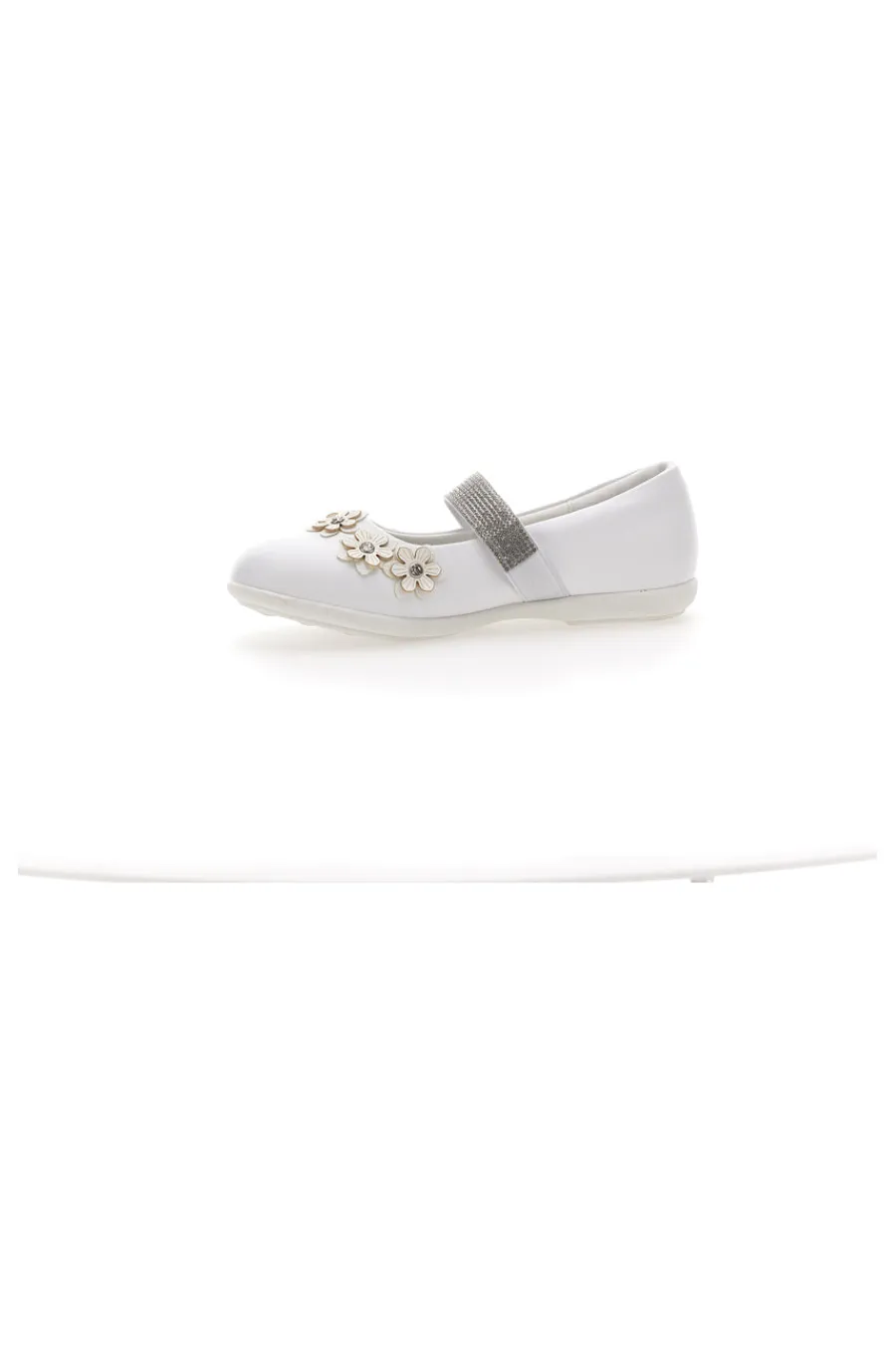 ENERGY Ballerine Bianche Con Strass e Applicazioni Floreali 524