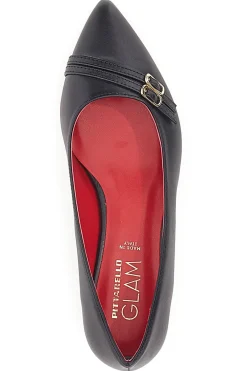 PITTARELLO GLAM Ballerine Nere A Punta Con Cinturini 68 SCHWARZ New