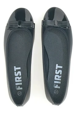 THE FIRST Ballerine nere effetto vernice con fiocco IDE6292 NERO Outlet