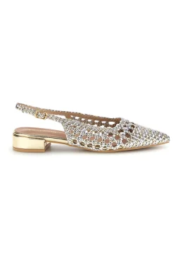 FIRST LADY Ballerine slingback intrecciate con punta affusolata P661 ORO Outlet