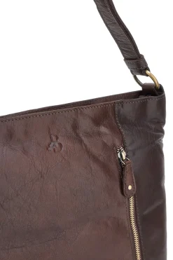 Donna BASILE BA3665TI braune Handtasche aus echtem Leder mit Reißverschluss