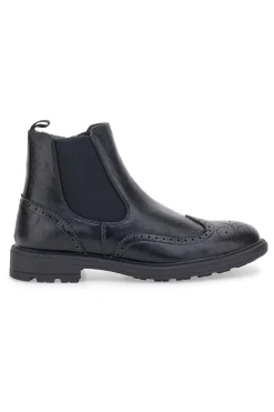 Uomo JERPOINT Beatles neri in pelle con lavorazione brogue 9Y1736