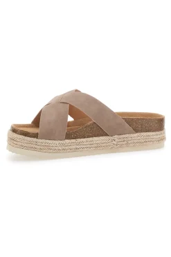 SUPERGA Hausschuhe mit gekreuzten Riemen und Ledersohle S11Y281 BEIGE Discount