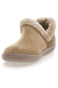 Donna GAIA MANIA Beige Hausschuhe mit Pelzbesatz und warmer Innenseite GG463