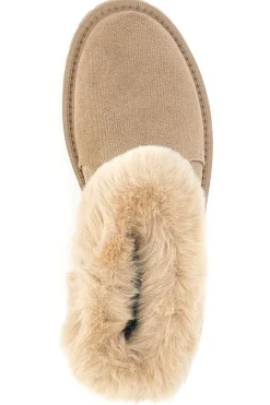 CARRERA Beige Stiefeletten mit seitlichem Reißverschluss, Pelzbesatz und warmer Innenausstattung CAW75913 ERDE Clearance