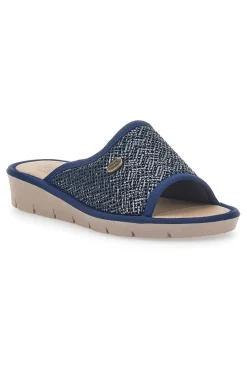 Donna LINEA COMODA Blaue Hausschuhe mit offener Spitze, komfortable Linie 7552P