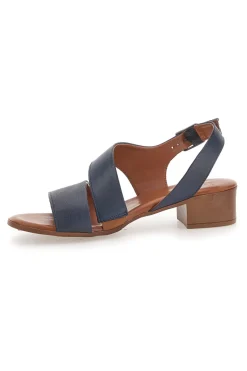 PITTARELLO LOOK Blaue Sandalen mit niedrigem Absatz und Obermaterial aus Leder 243080 MARINE Clearance