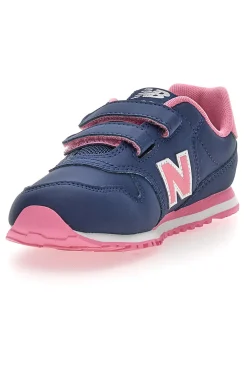 NEW BALANCE Blaue Sneakers 500 mit rosa Details und Klettverschluss