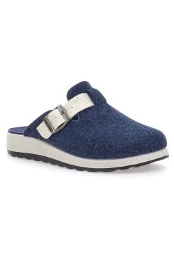 Donna FLY FLOT Blaue Stoffpantoffeln Made in Italy 5168