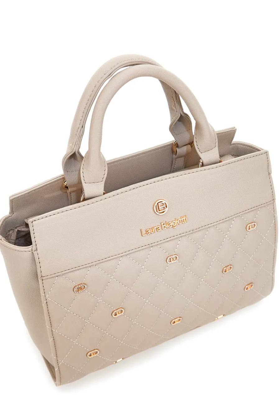 Donna LAURA BIAGIOTTI Borsa a Mano Effetto Matelassé Beige RATCHET