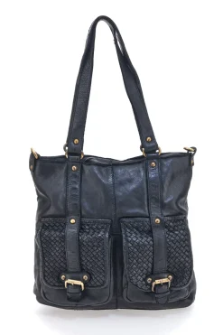 Donna ROUTE 66 Borsa a Spalla Nera In Vera Pelle 61862/OLDR