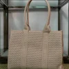Donna LANCETTI Borsa a spalla traforata beige con manici LL25S-253-1