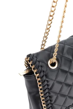 Donna LANCETTI Borsa a tracolla Nera Trapuntata con Catena Dorata 25S-259-3