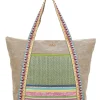 Donna BASILE Borsa beige con inserti colorati e manici multicolor BA22101