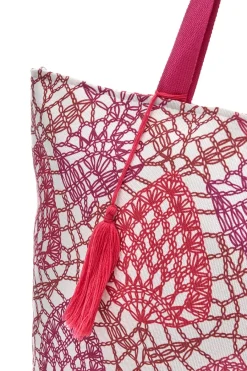 Donna BASILE Borsa bianca e con fantasia geometrica e nappina BA22152
