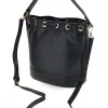 Donna BASILE Borsa Bucket Nera con Coulisse e Dettagli Dorati BA1277DOLL