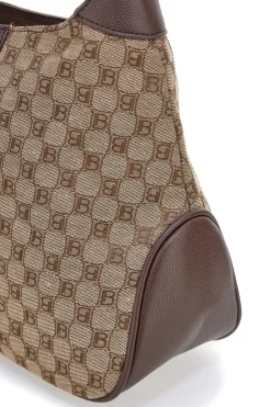 Donna LAURA BIAGIOTTI Borsa logata marrone con manico a spalla LB25W-255-6