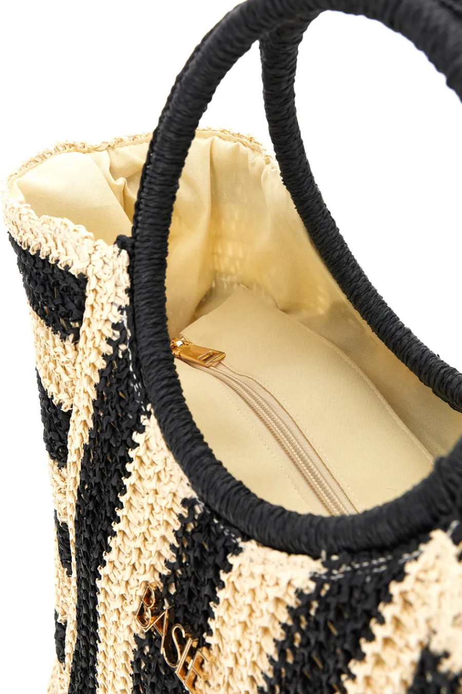 Donna BASILE Borsa mare beige e nera intrecciata BA27408