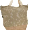 Donna BASILE Borsa Mare Beige in Tessuto con Stampa Zebrata e Base in Iuta CLASS BA22219