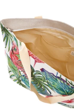 Donna FUN BEACH Borsa Mare Bianca Con Fenicotteri 012