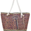 Donna JUICE Borsa mare leopardata con manici corda ITACA