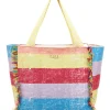 Donna BASILE Borsa mare multicolor a righe con frange 22172