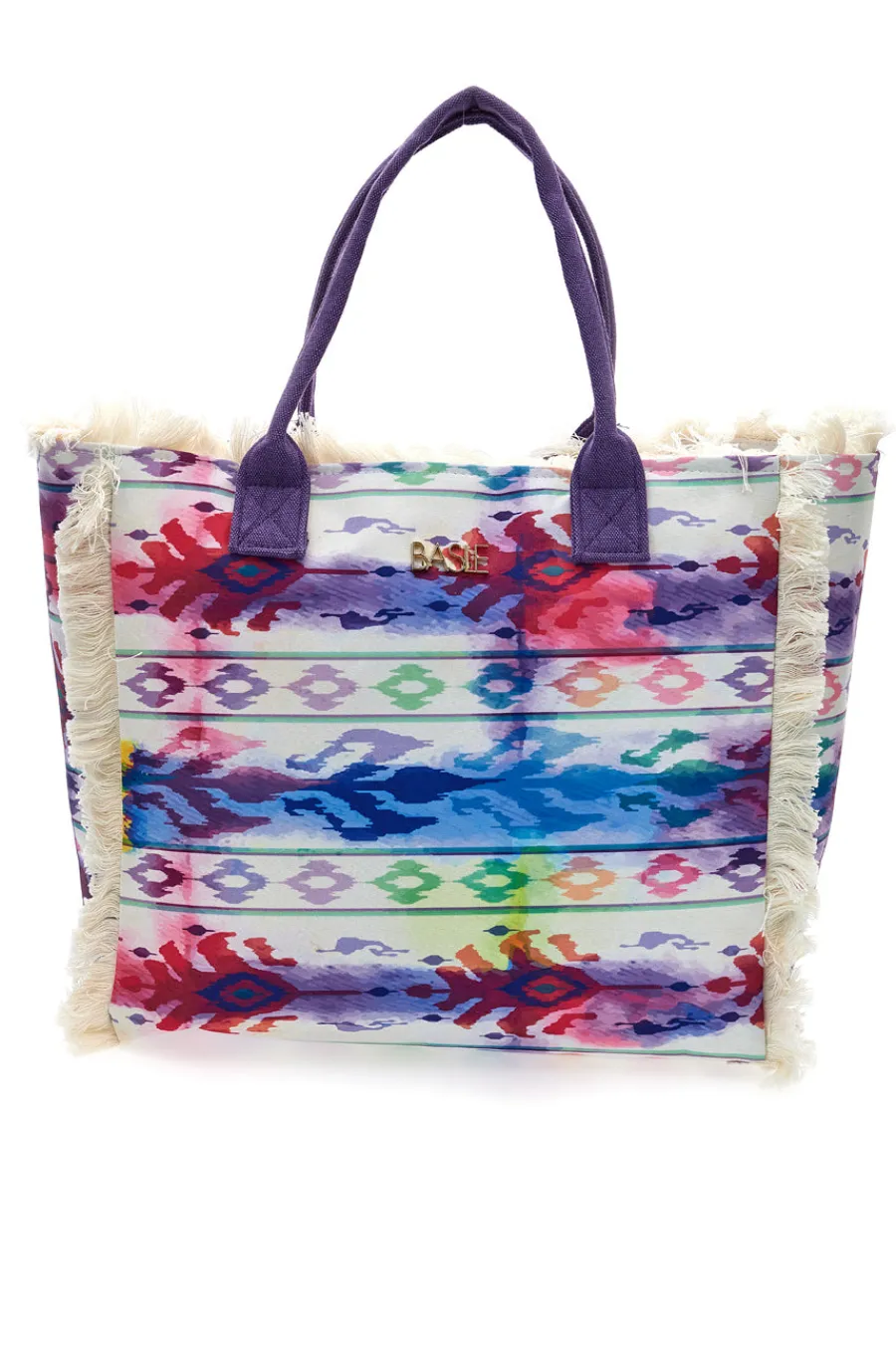 Donna BASILE Borsa mare con stampa colorata e frange BA23601