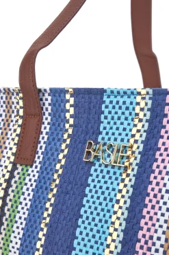 Donna BASILE Borsa multicolore con manici marroni in tessuto BA23633