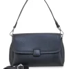 Donna FIRST LADY Borsa nera in vera pelle con manico corto e tracolla SL 68870