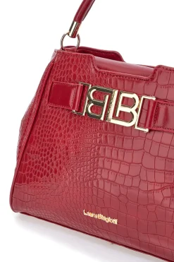 Donna LAURA BIAGIOTTI Borsa rossa effetto coccodrillo con manico rigido LB25W-262-1