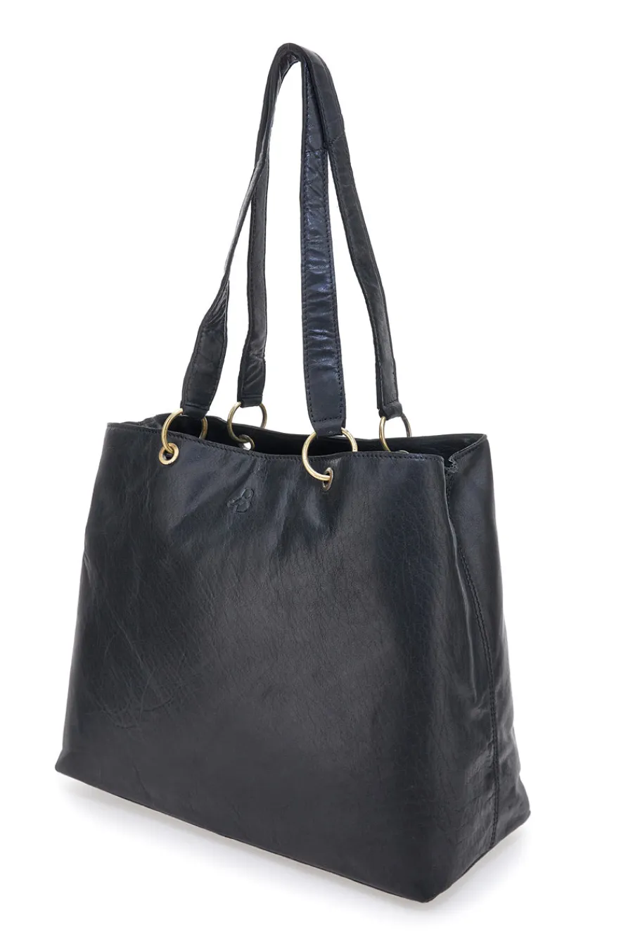 Donna BASILE Borsa shopper nera in vera pelle con doppi manici CLASS BA3669TI