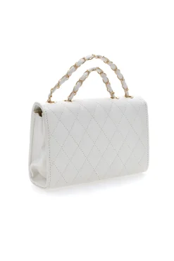 Donna PRIMA RIGA Borsa trapuntata bianca con catena dorata Spa Italia