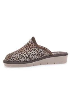 Donna BEEGO Braune Animalier-Hausschuhe 6332