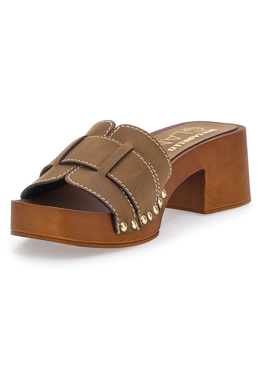 PITTARELLO Braune Clogs-Hausschuhe mit Blockabsatz 8657 DUNKELBRAUN Sale
