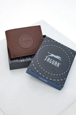 JAGUAR Braune Herrenbrieftasche aus echtem Leder PF830-1