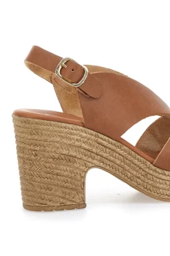 PITTARELLO Braune sandalen mit Absatz in Bastoptik, hergestellt in Italien, 6714313 LEDER Best