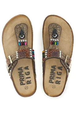 Donna PRIMA RIGA Braune Perlen Flip-Flops Erste Reihe 14172