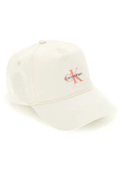 CALVIN KLEIN Cappello panna con logo CK CAP