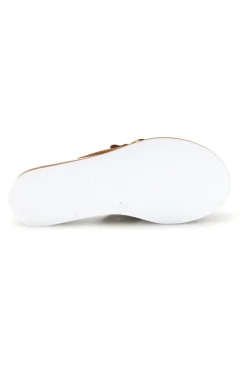 PRIMA RIGA Ciabatta marrone con catena decorativa M205 CUOIO Outlet