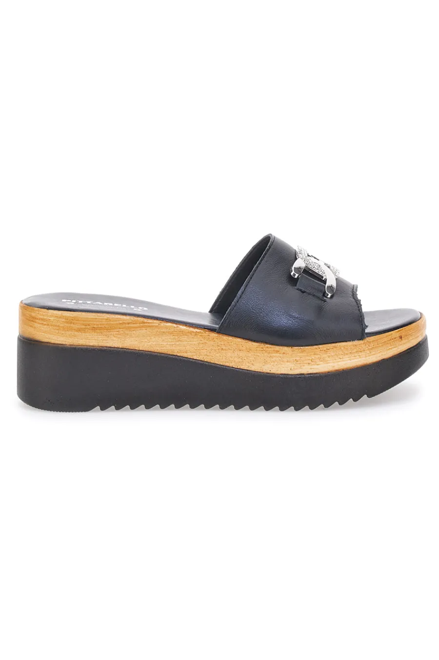PITTARELLO LOVE Ciabatta Nera con Fascia in Pelle e Platform Effetto Sughero 345679 Best