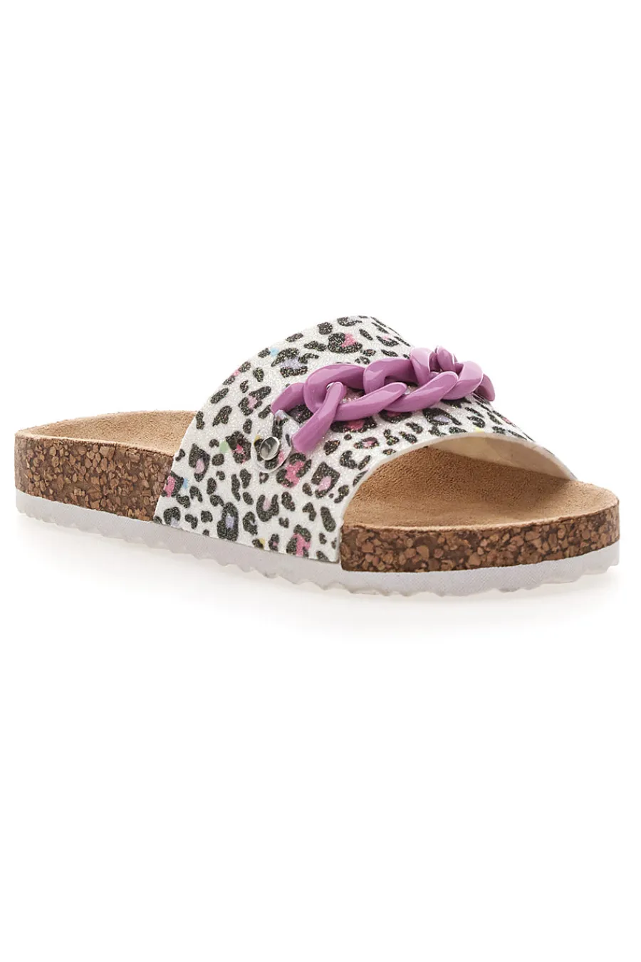 Donna PITT KIDS Ciabatte animalier con scritta rosa glitter 14400