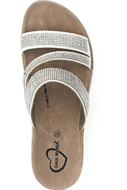 GAIA MANIA Ciabatte argento con zeppa glitterata G006 BIANCO/ARGENTO Online