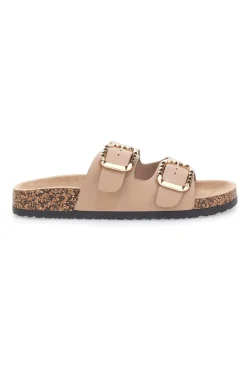 ME u0026 ME Ciabatte beige con doppia fascia e fibbie decorate Me & Me 14604 Online